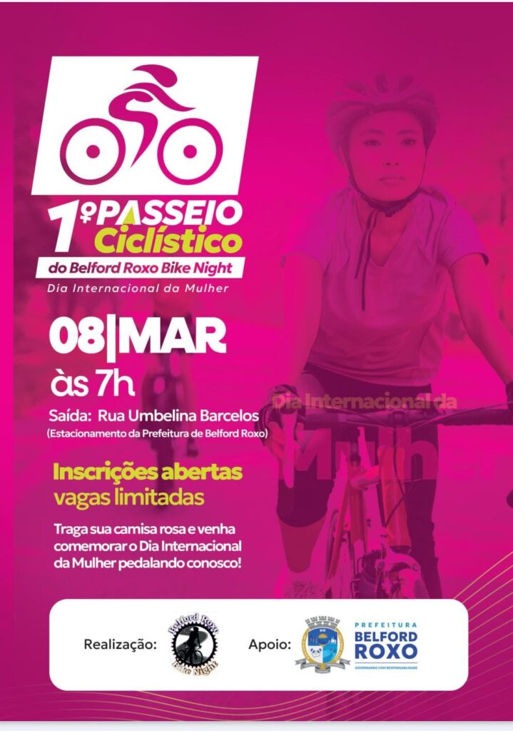 Passeio ciclístico de 10 KM vai marcar o Dia Internacional da Mulher em Belford Roxo