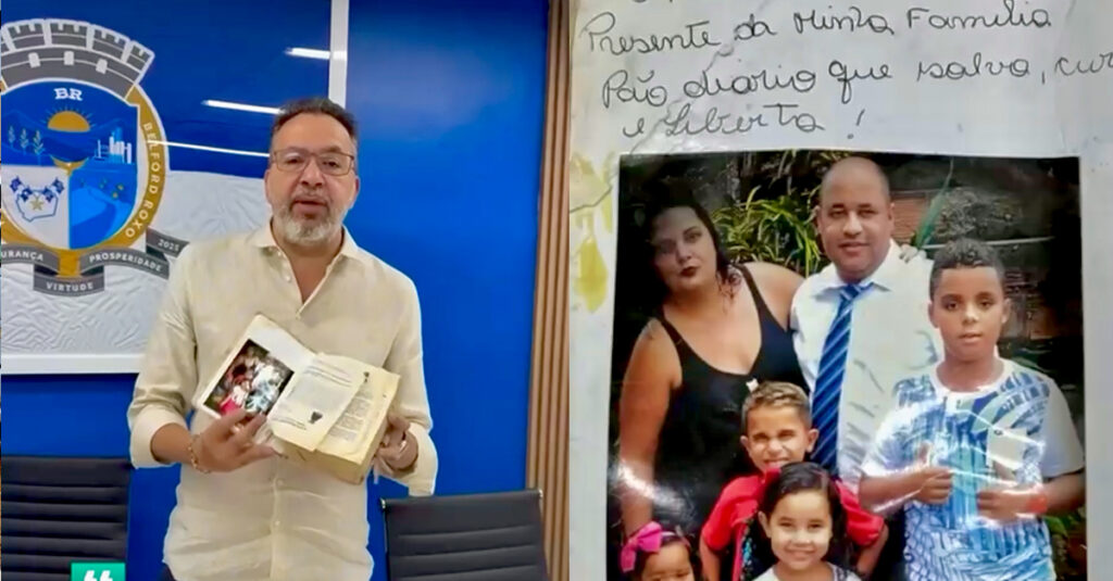 Prefeito Márcio Canella encontra Bíblia em desmanche de veículo e procura o dono do livro sagrado