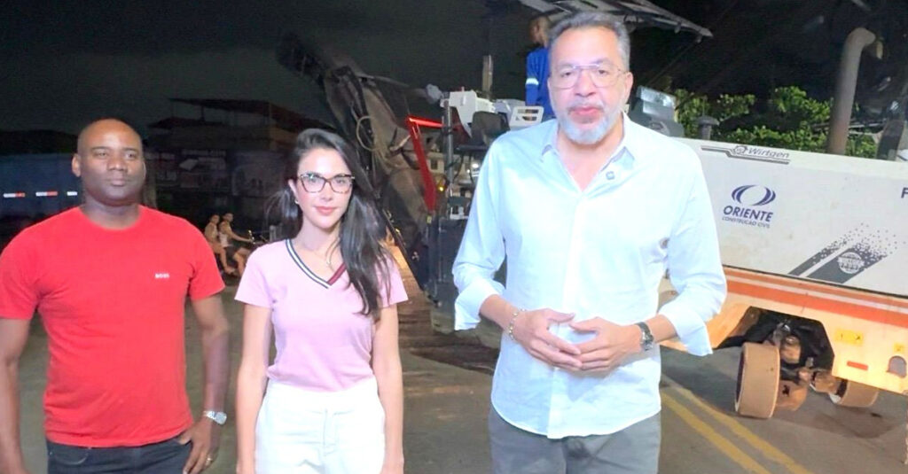 Prefeito Canella e vice Mariana Malta acompanham início das obras para colocação de novo asfalto na Estrada Doutor Farrula