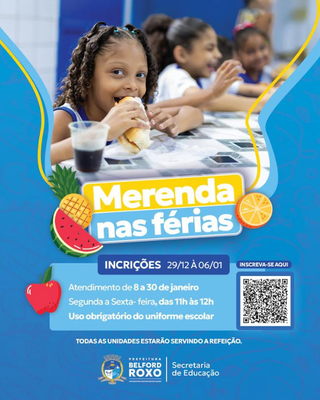 Belford Roxo abre inscrições para programa ‘Merenda nas Férias’ que fornecerá refeição para os estudantes na rede municipal em janeiro