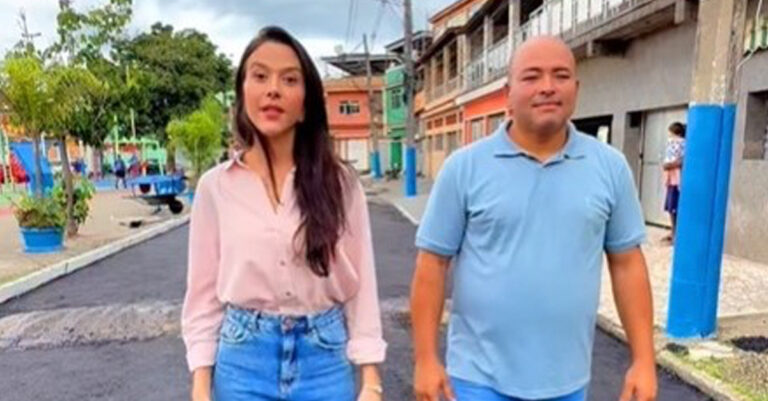 Vice-prefeita acompanha obras de colocação de asfalto no Lote XV em área que ganhará playground e academia da Melhor Idade