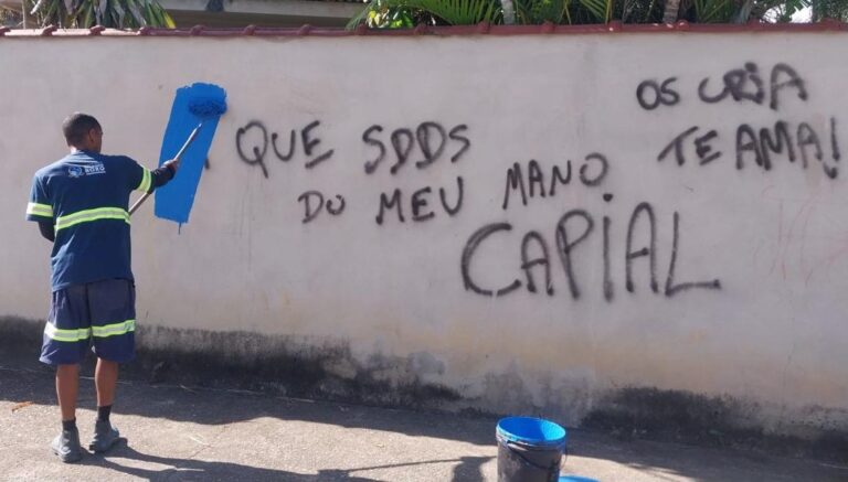 Secretaria Municipal de Transporte realiza Choque de Ordem para remoção de pichações de facções criminosas em bairros de Belford Roxo