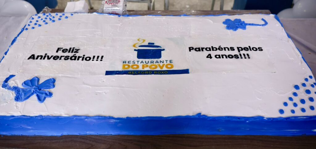 Restaurante do Povo de Belford Roxo celebra 4 anos com cardápio especial e bolo de aniversário com a presença da prefeita Mariana Canella
