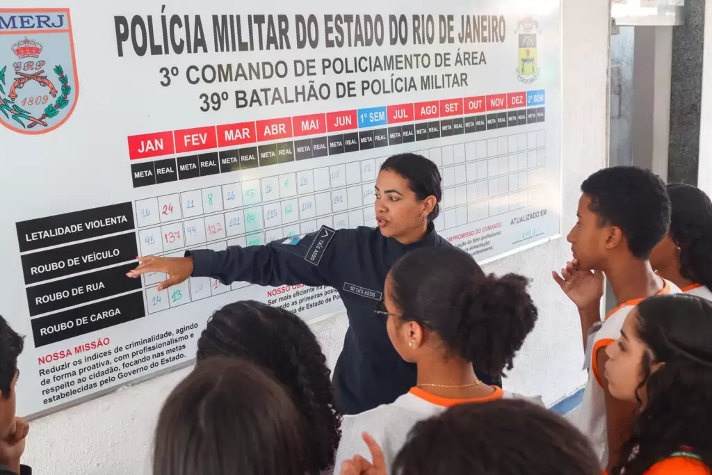 Escola José Pinto Teixeira participa do programa ‘Minha Escola Azul’ no batalhão de Polícia Militar